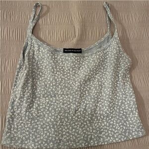 Brandy Melville Light Blue and White Floral Camisole